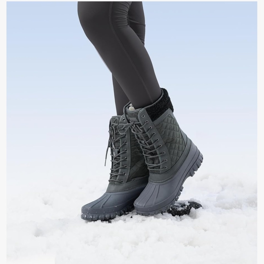 Women's Quilted Winter Boots - Grey